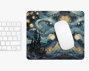 Starry Night over Dark Castle Mouse Pad