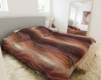 Shimmering Ripples of Golden River Microfiber Duvet Cover