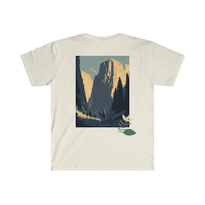 Camiseta unisex de estilo suave con gráfico del valle de Yosemite