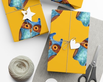 Cute Blue Owl Gift Wrap Papers