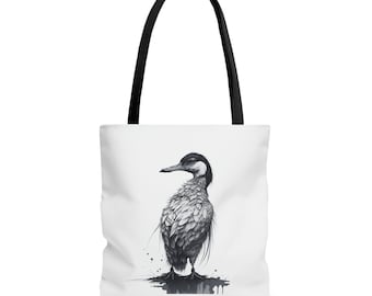 Tote Bag with Ink Drawing of Ducks (Gothic Style)