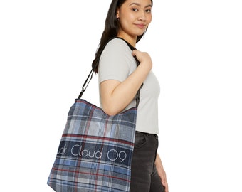 Adjustable Tote Bag (DuckCloud on Plaid Design)