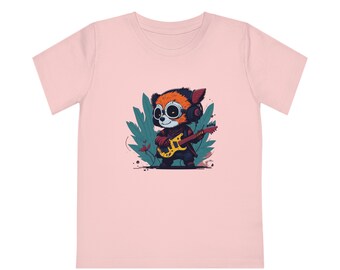 Kids' T-Shirt with Red Panda playing Guitar (Stanley Stella UK)