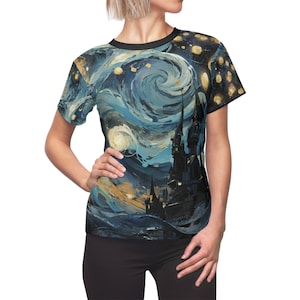 Women&#39;s Cut & Sew Tee (Starry Night over Dark Castle)