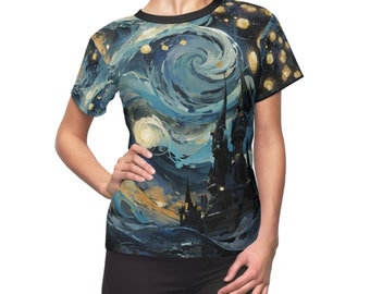 Women's Cut & Sew Tee (Starry Night over Dark Castle)
