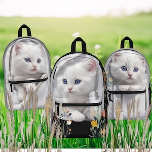 White Kitten Peek-a-Boo Backpack