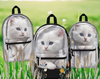 White Kitten Peek-a-Boo Backpack