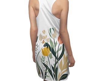 Racerback Dress with Wild Tulips print