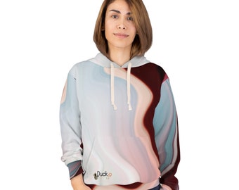 Unisex Pullover Hoodie (Red & Blue Wave Patterns)