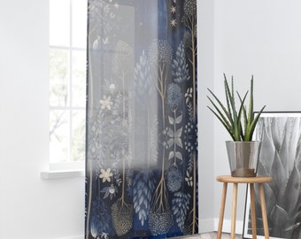 Sheer Window Curtain with Star Light Garden Watercolor