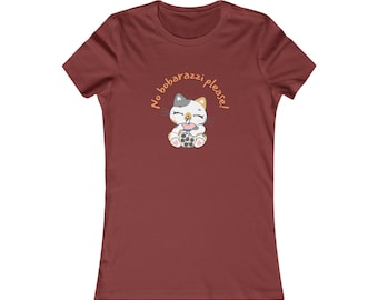 No Bobarazzi Cat Drinking Boba Tea Slim Fit Tee