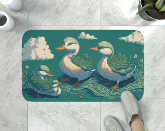Memory Foam Bath Mat with Duck Family print