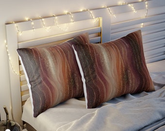 Pillow Sham with Gradient Shimmering Crease Pattern like Ripples in Golden River