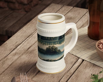 River Fishing Beer Stein Mug