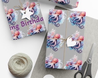 A Splashing Birthday Octopus Gift Wrap Papers