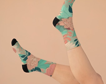 Recycled Poly Socks with Pink Floral Design