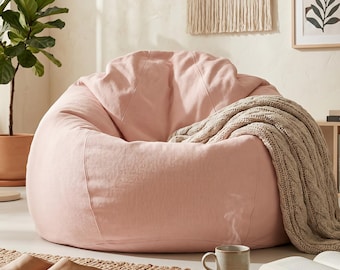 Różowy bawełniany pokrowiec na fotel sako, boho-podłogowy fotel wypoczynkowy, przytulny kącik do czytania