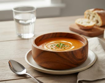 Handcrafted Acacia Wood Bowl, Sustainable Salad Serving Bowl