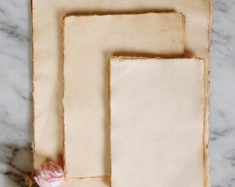Handgemachtes Vintage Papier mit Büttenrand: A5 Recycling Baumwolle, Kunst & Kalligraphie