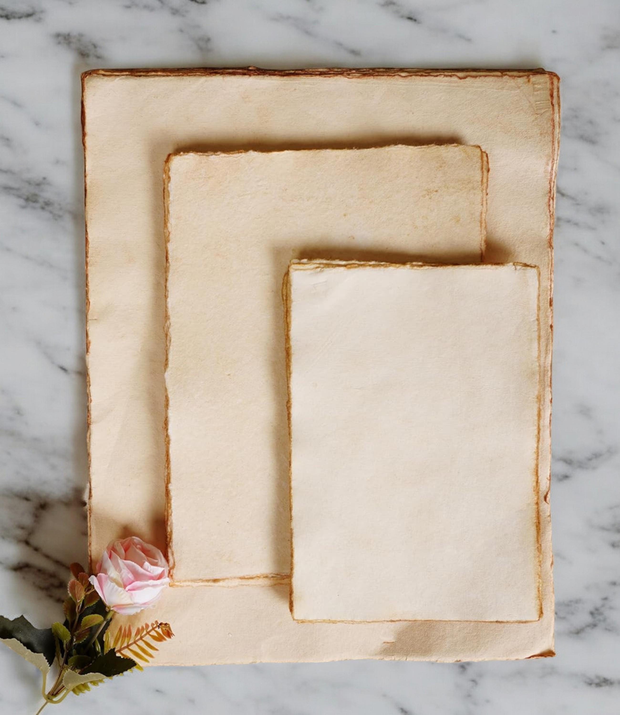 Handmade Deckle Edge Vintage Paper: A5 Recycled Cotton, Art & Calligraphy