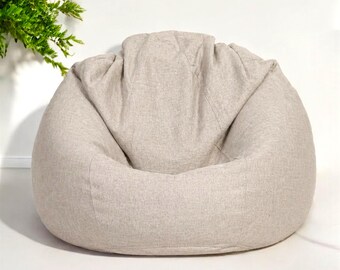 Sillón tipo puf de lino / Funda de puf hecha a mano / Cojín de suelo / Sofá decorativo para salón