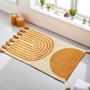 MID CENTURY RUG, Abstract Rug Mat, Abstract Bath Mat, Bath Mat, Bathroom Rug Mat, Front Door Rug Mat, Bathroom Mat, Bathroom Floor Rug Mat