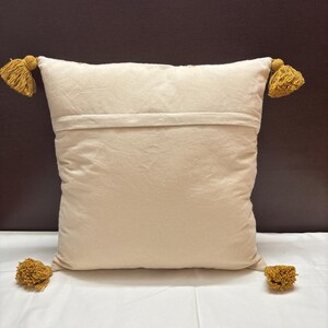 COTTON PILLOW COVER, Textured Pillow Cover, Embroidered Pillow Cover, Throw Pillow Cover, Mustard Embroidered Cotton Textured Pillow Cover, Gift For Her