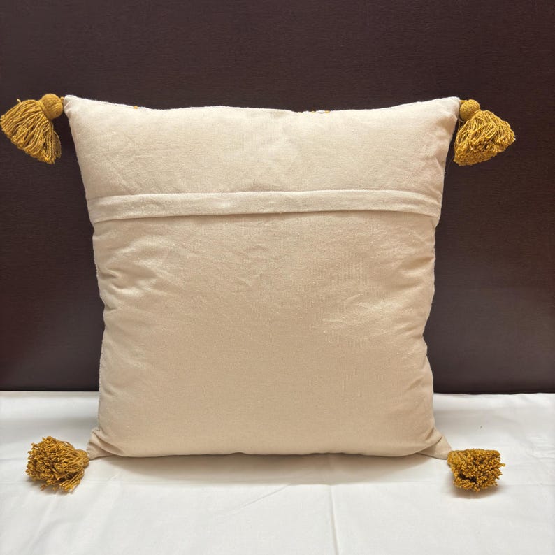 COTTON PILLOW COVER, Textured Pillow Cover, Embroidered Pillow Cover, Throw Pillow Cover, Mustard Embroidered Cotton Textured Pillow Cover, Gift For Her
