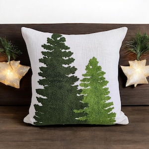 CHRISTMAS PILLOW COVER, Christmas Tree Pillow Cover, Tree Pillow Cover, Christmas Gift, Embroidered  Pillow Cover, Christmas Theme Cover