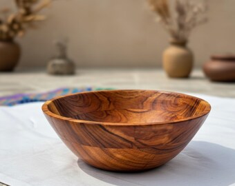 Wooden bowl Acacia Salad Bowl, 8" Rustic Serving Bowl
