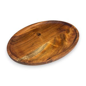 Handgemaakt ovaal dienblad | Houten ovaal dienblad | Dienblad eten | Acaciahouten dienblad | Serveerschaal snacks | Decoratief dienblad voor thuis