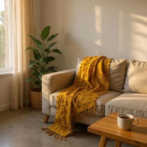 BOHO THROW BLANKET, Blanket, Cotton Fringe Blanket, Textured Loop Sofa Throw Blanket, Cozy Bedroom Bed Couch 52x72 Bed Blanket, Gift For Her