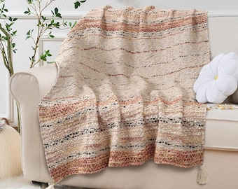 Handwoven Cotton Throw Blanket: Multicolored Chenille, Soft & Warm