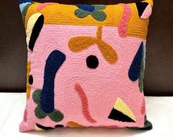 刺繍入りボヘミアン枕カバー：ファームハウススロークッション、花柄デザイン