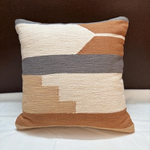 Abstract Woven Cotton Pillow Cover: Geometric Throw Cushion