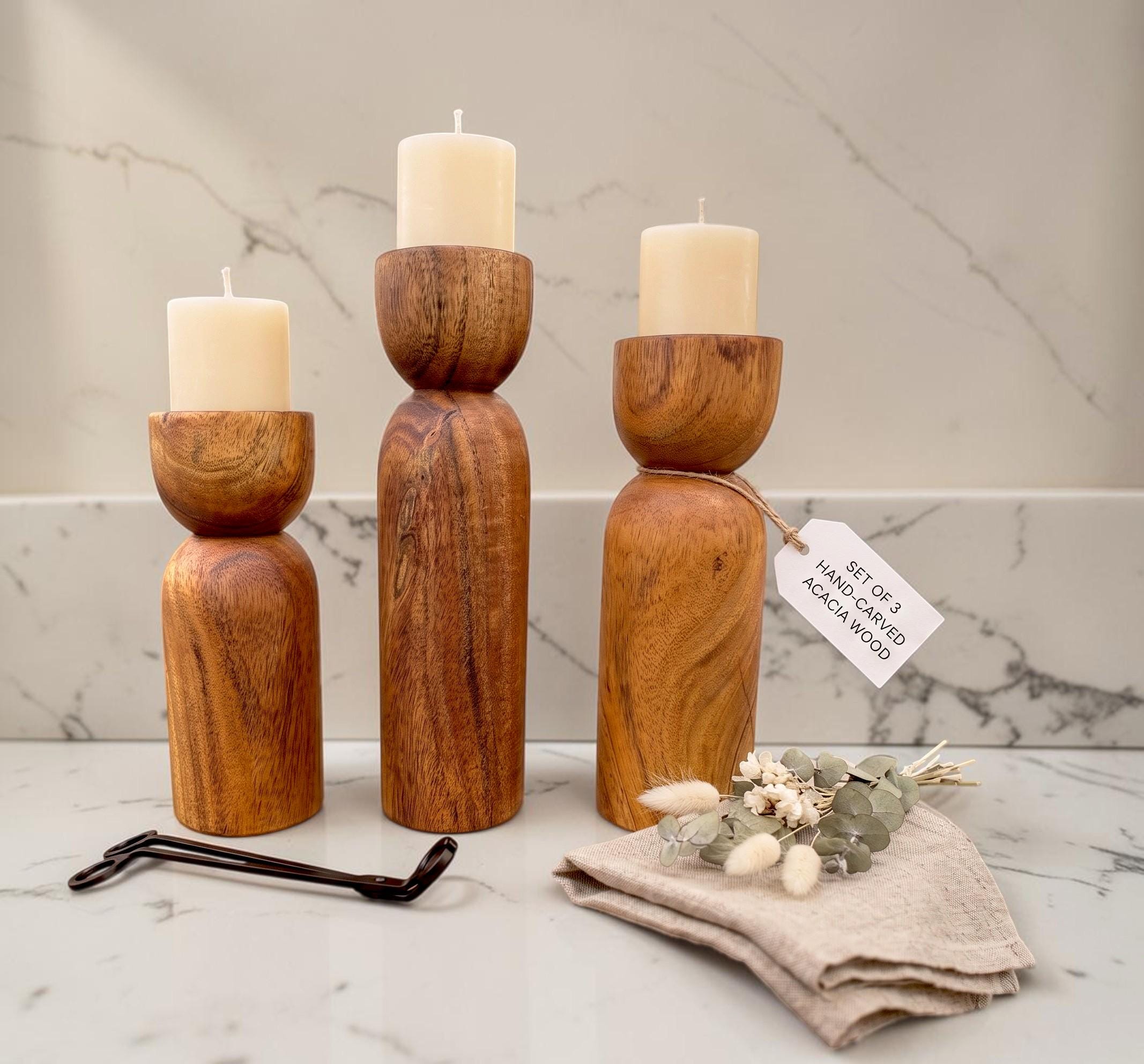 Stumpenkerzenhalter holz