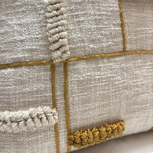 COTTON PILLOW COVER, Textured Pillow Cover, Embroidered Pillow Cover, Throw Pillow Cover, Mustard Embroidered Cotton Textured Pillow Cover, Gift For Her