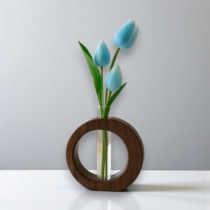 Flower Decorative Wooden Vase | Natural wooden Textured handmade wood vase |  Home Decor Gift | Flower Vase | Gift for Her | Flower Decor