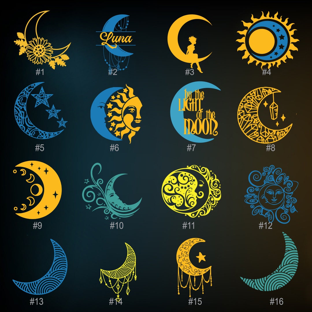 MOON and STARS 1-16 | Vinyl Decal | Mystical Vinyl Decals | Locker ...