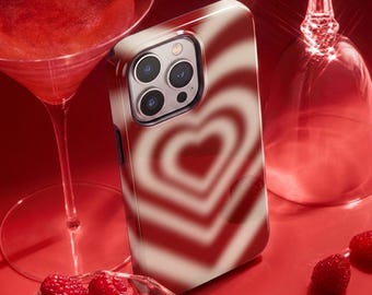 Funda para teléfono con forma de corazón, funda resistente Coquette Red Pink para iPhone y Samsung, diseño romántico de amor.