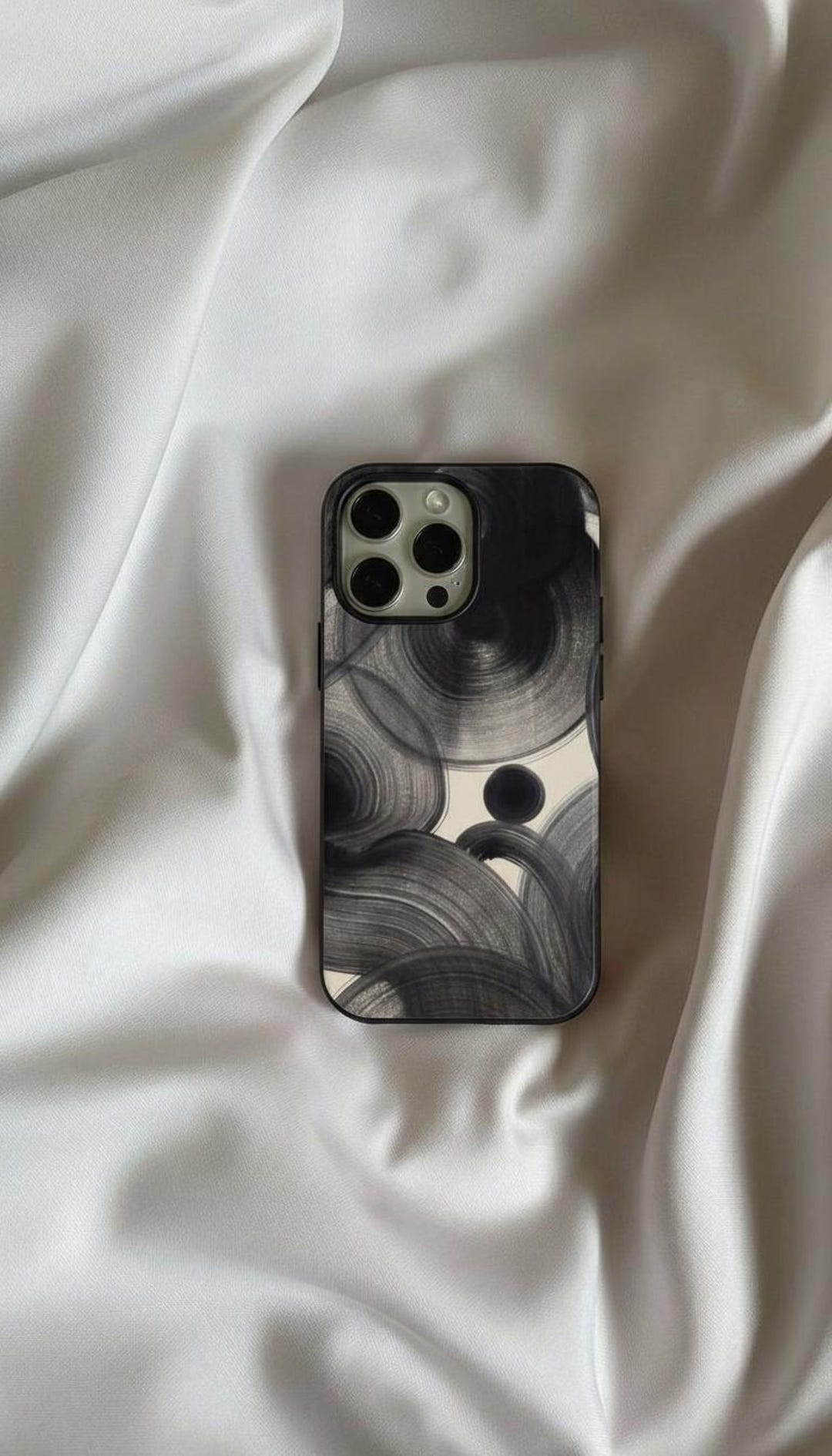 Abstract Phone Case, Black and White Brushstroke Swirl, Monochrome ...