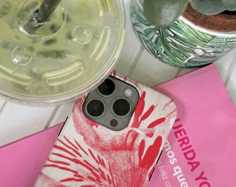 Red Watercolor Lily Phone Case, Floral Tough iPhone Case, Botanical Samsung Galaxy Cover, Spring Flower Phone Cover