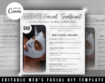 Men’s Facial Specials Flyer DIY Canva Template Facial Treatment Flyer Book Now Flyer Spa Flyer Esthetician Flyer Client Flash Sale Template