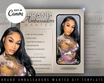 Brand Ambassador Flyer Instagram Template DIY Social Media Instagram Influencer Beauty Branding Boutiques Nails Hair Salon Lashes MUA Canva
