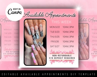 Nail Tech Flyer Nail Template for Nail Tech Booking Site for Nail Tech Booking Flyer Booking Site Template Available Appointments Flyer DIY