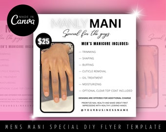 Men’s Manicure Special Flyer, Nail Tech DIY Flyer, Salon Sale Post, Men Manicure Flyer, Nail Tech Flyer, Nail Technician Instagram Template