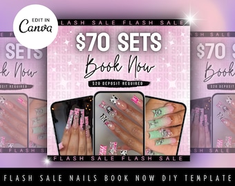 Flash Sale Nail Tech Sale Flyer for Nails Canva Template Nail Tech Flyer Nail Flyer Template Nail Tech Book Now Flyer DIY Editable Template