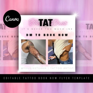 Tattoo Book Now Template, DIY Tattoo Flyer, Women’s Book Now Digital Download, Instagram Templates, Editable Appointments Template, Canva