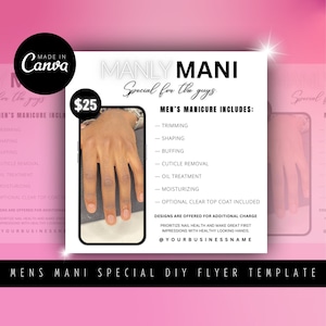 Men’s Manicure Special Flyer, Nail Tech DIY Flyer, Salon Sale Post, Men Manicure Flyer, Nail Tech Flyer, Nail Technician Instagram Template
