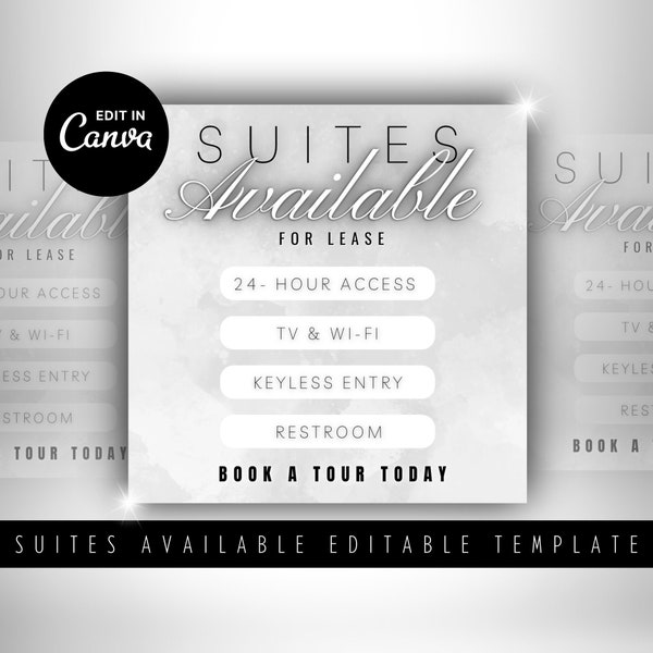 Suites Available Flyer Suites for Rent Booth Rental Flyer for Salon Suites Editable Flyer Template Canva Template Hair Nails Makeup MUA DIY